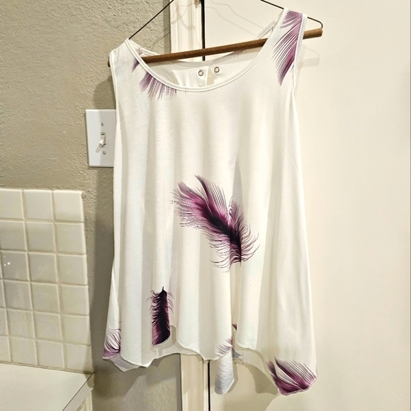 NWOT white & purple tank w drawstring back 4XL - Picture 2 of 11